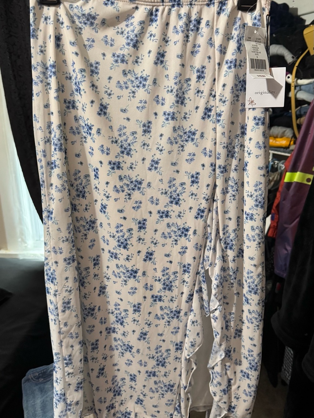 Origins Blue Floral Maxi Skirt - White & Blue